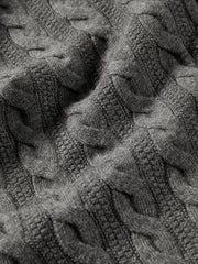 Women's Grey Cable-Knit Cropped Cardigan