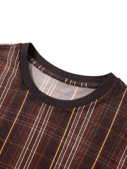 Women's Casual Modern Plaid Mesh Long-Sleeve Top