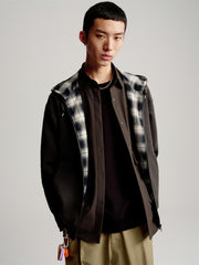 Men's Plaid Panel Zip-Up Hoodie