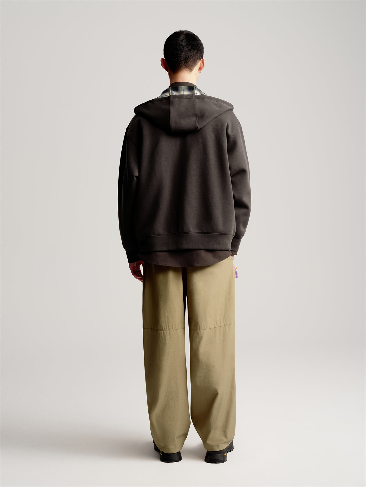Men's Plaid Panel Zip-Up Hoodie