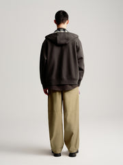 Men's Plaid Panel Zip-Up Hoodie