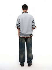 Men's Letter Appliqu¨¦ Pullover Sweatshirt