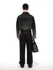 Men's Splatter Fade Jacquard Denim Jacket