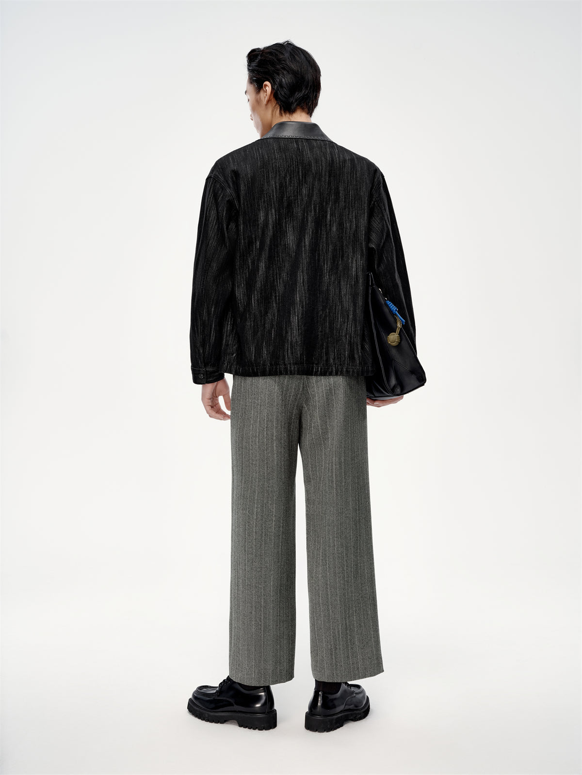 Men's Barn-Inspired Denim Jacket with PU Collar