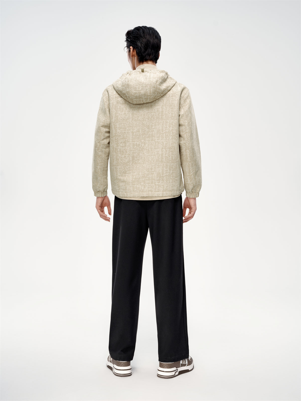 Men's Tweed-Texture Hooded Jacket
