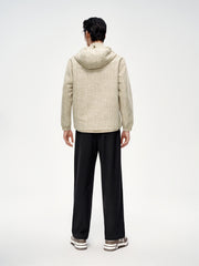 Men's Tweed-Texture Hooded Jacket
