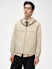 Men's Tweed-Texture Hooded Jacket