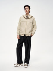 Men's Tweed-Texture Hooded Jacket
