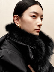 Women's Down Jacket with Detachable Fox Fur Collar