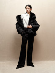 Women's Down Jacket with Detachable Fox Fur Collar