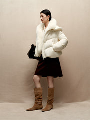 Women's Down Jacket with Detachable Fox Fur Collar
