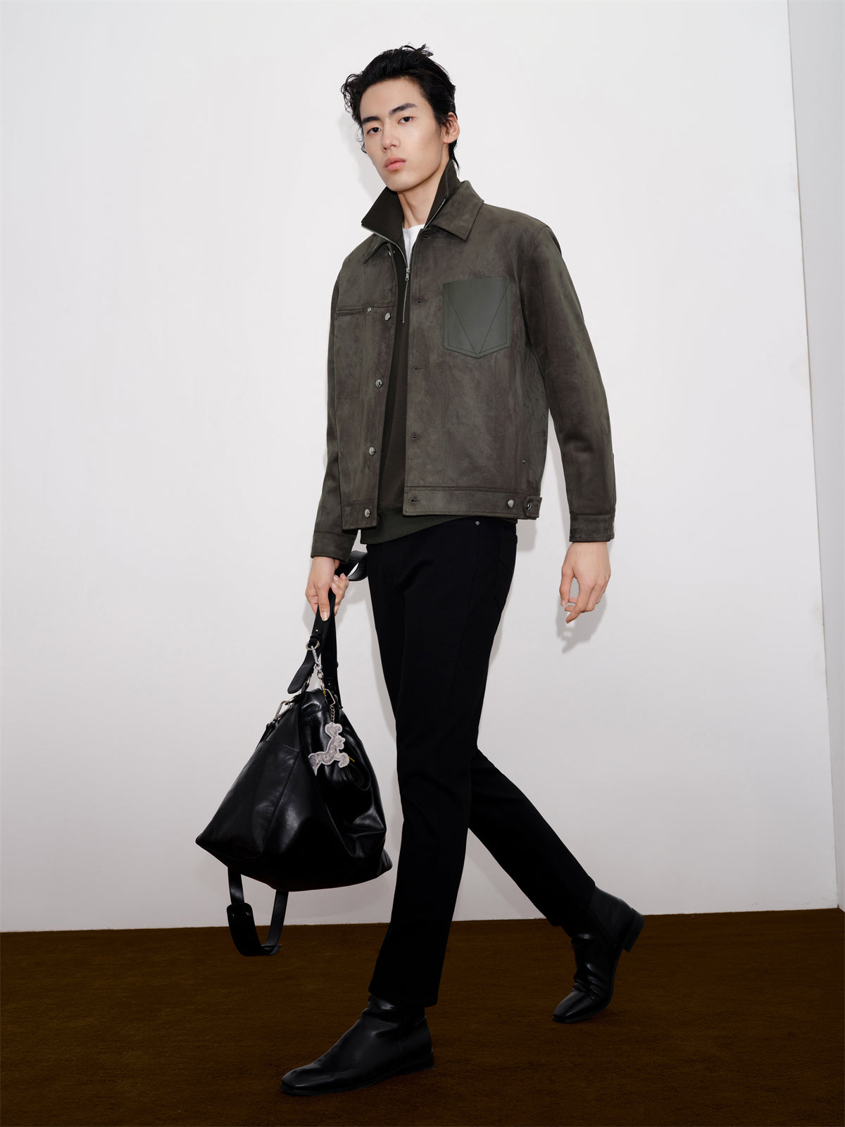 Men's Quilted Faux Suede Jacket