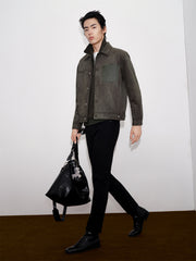 Men's Quilted Faux Suede Jacket