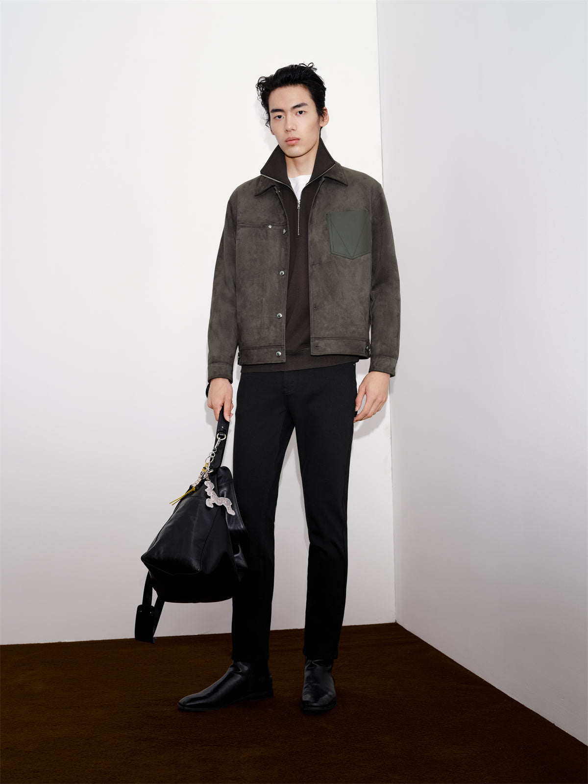 Men's Quilted Faux Suede Jacket