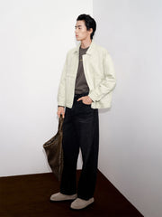Men's Jacquard Faux Suede Down Jacket