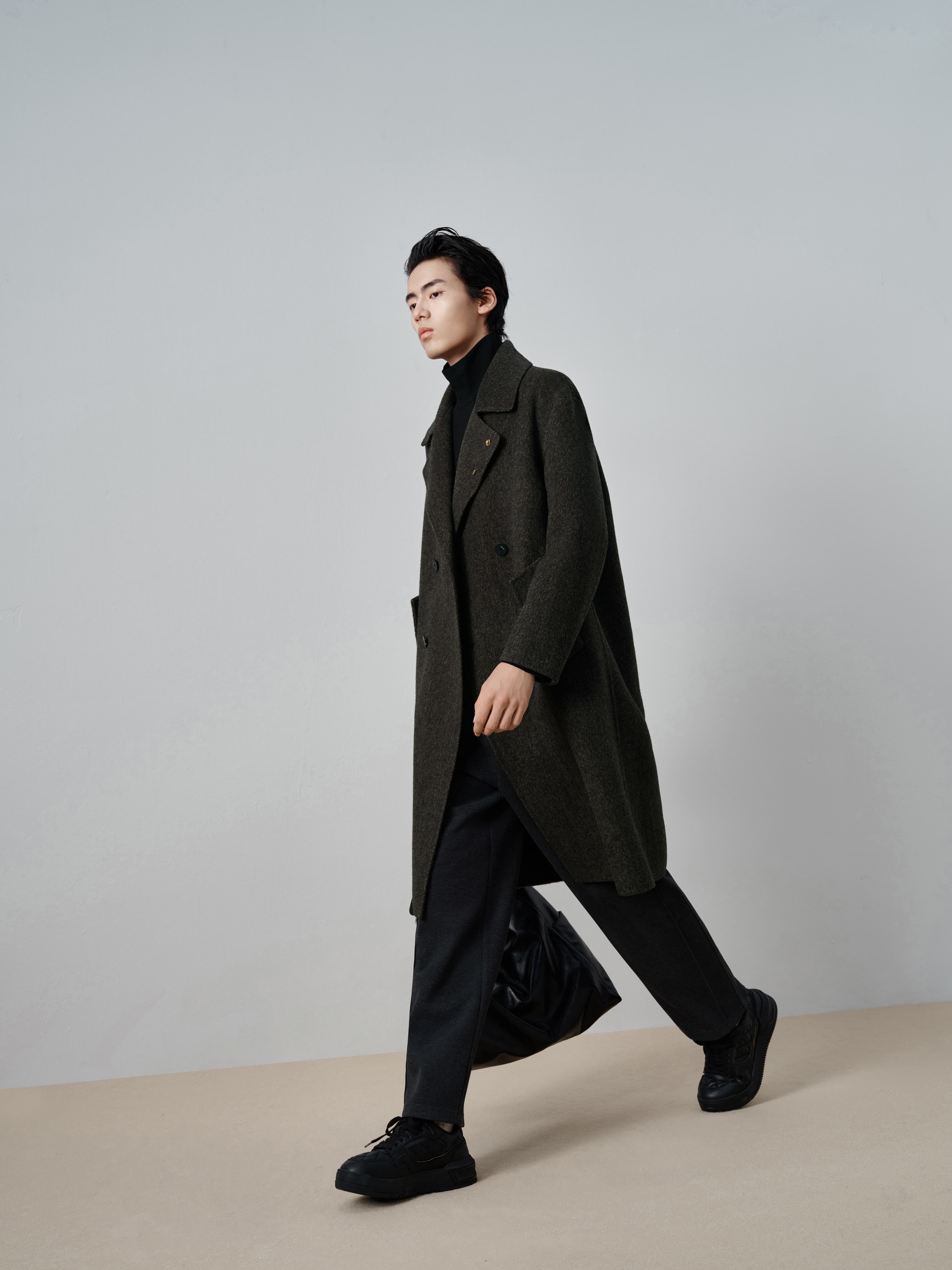 Men's Double-Breasted Alpaca Blend Coat