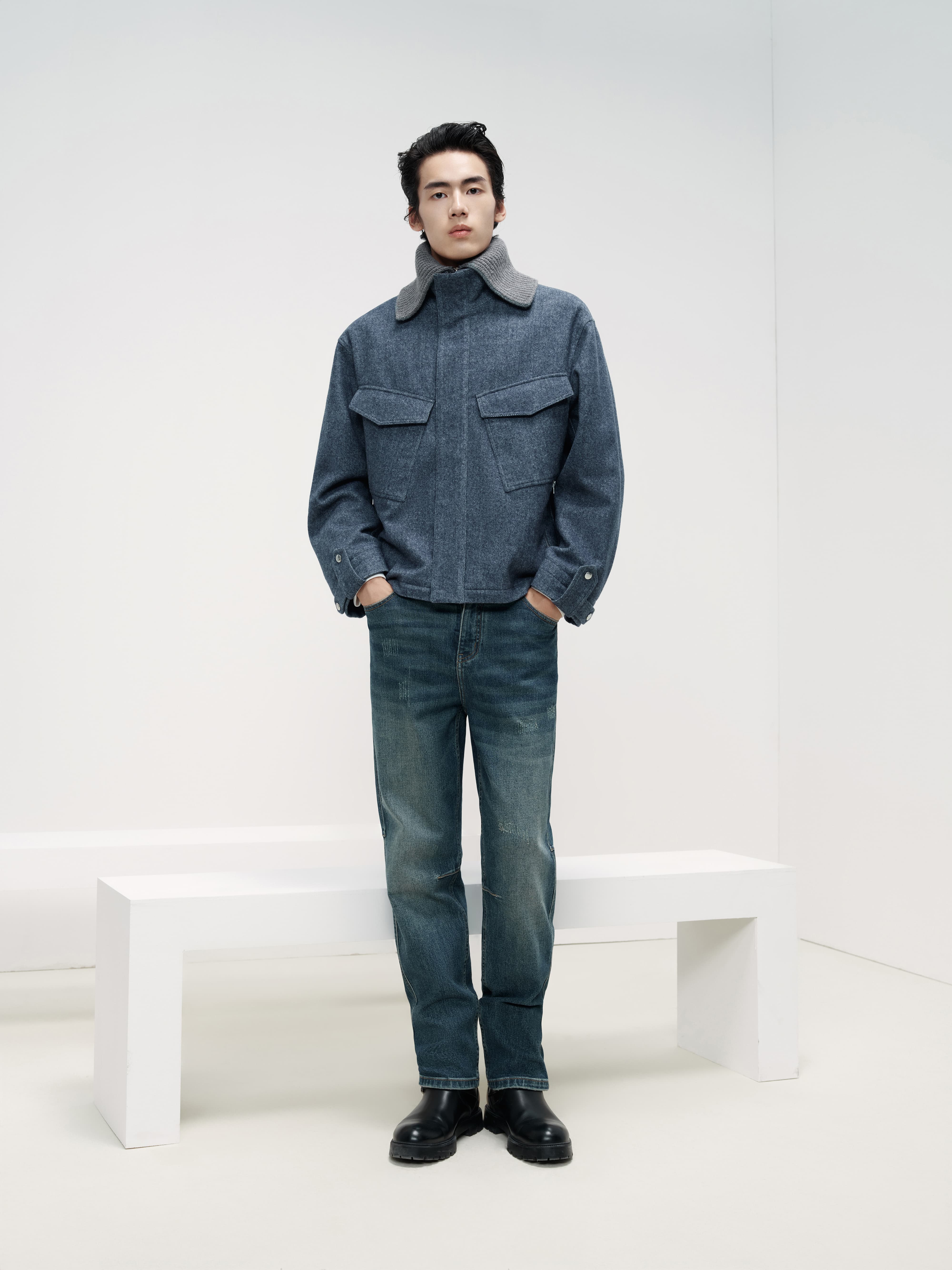 Men's Elastic-Waist Straight Jeans