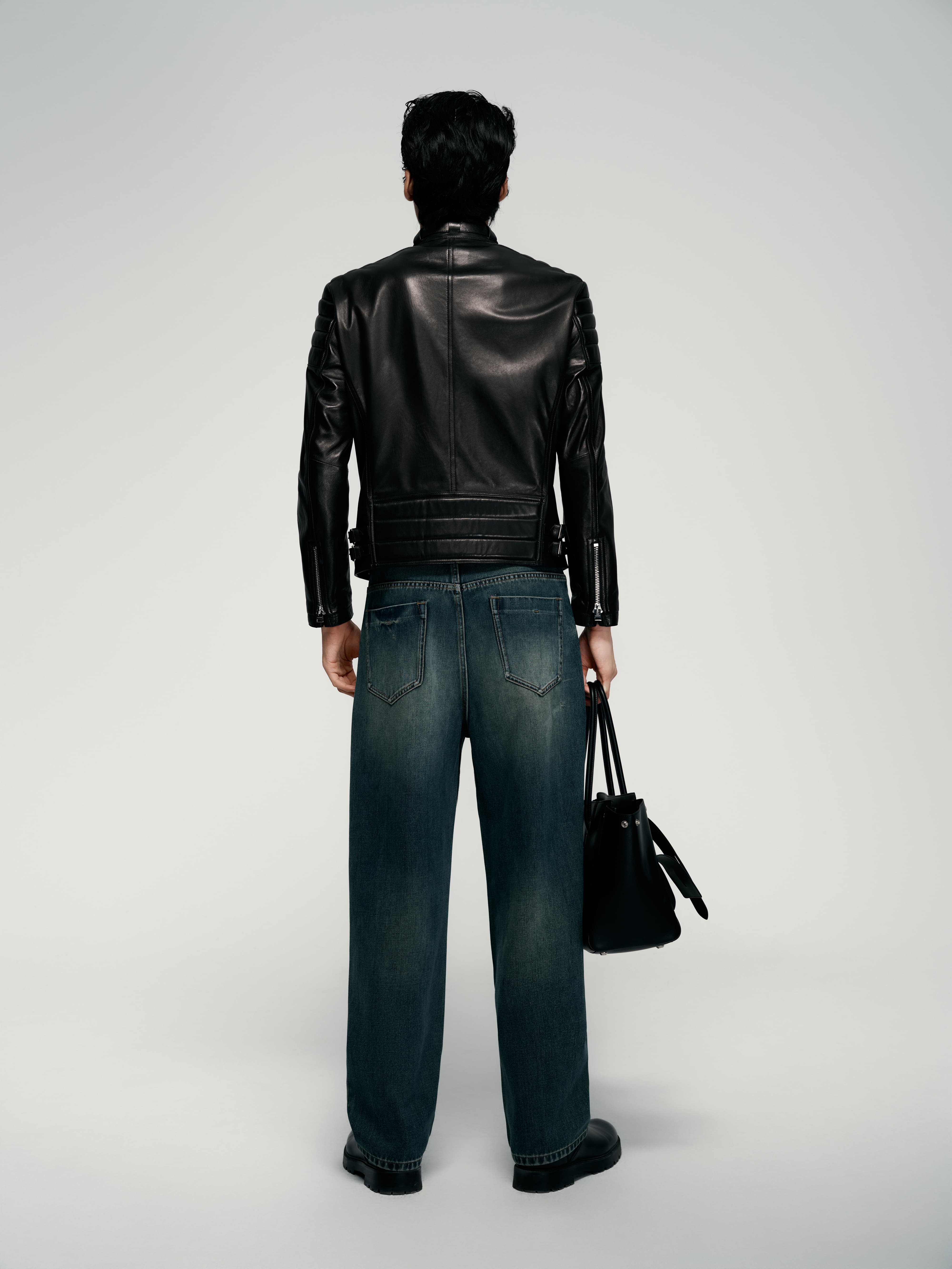 Men's Contrast Distressed Wide-Leg Jeans