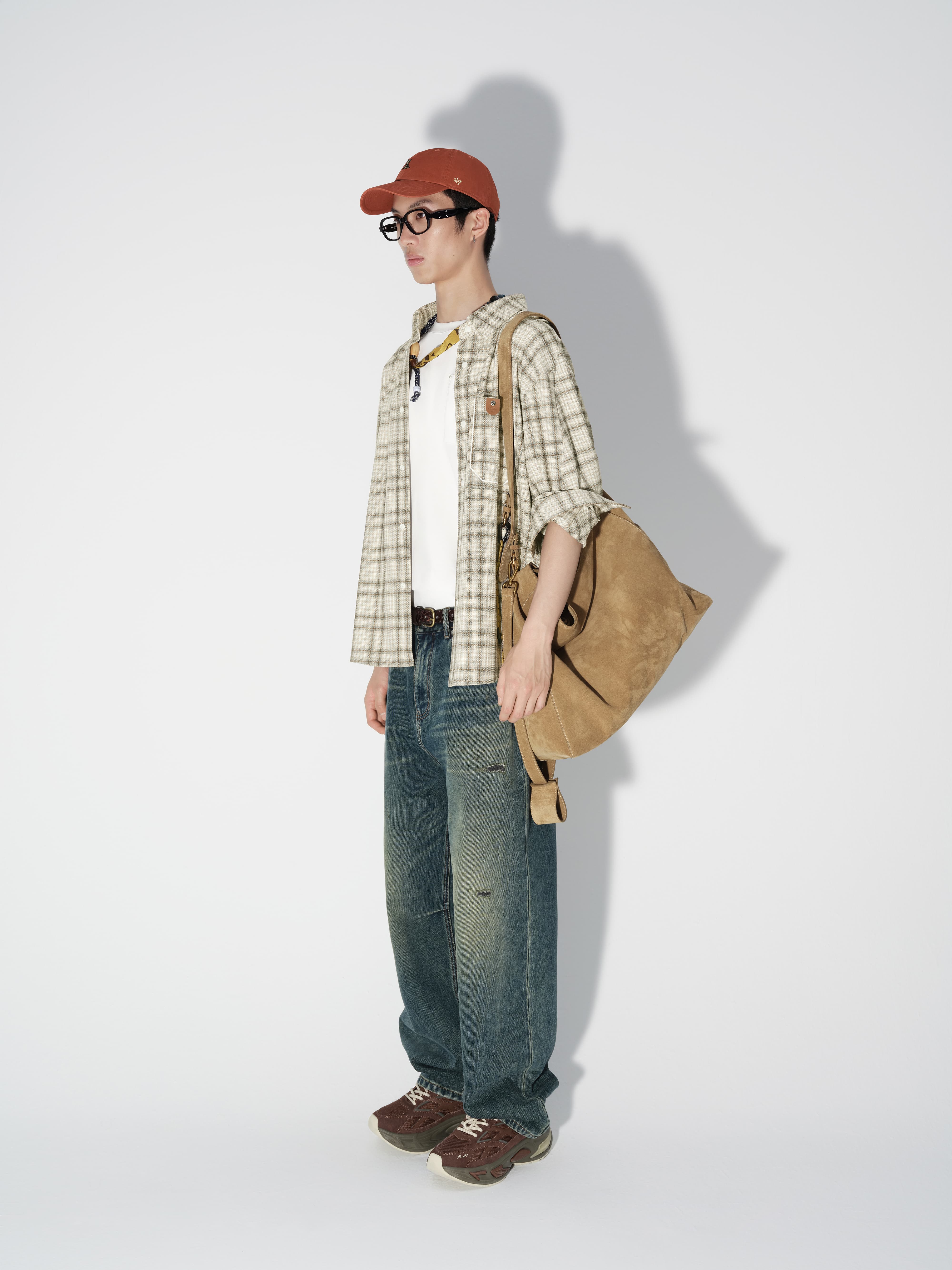 Men's Contrast Distressed Wide-Leg Jeans