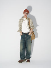 Men's Contrast Distressed Wide-Leg Jeans