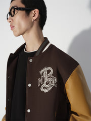 Men's Colorblock Embroidered Baseball Jacket