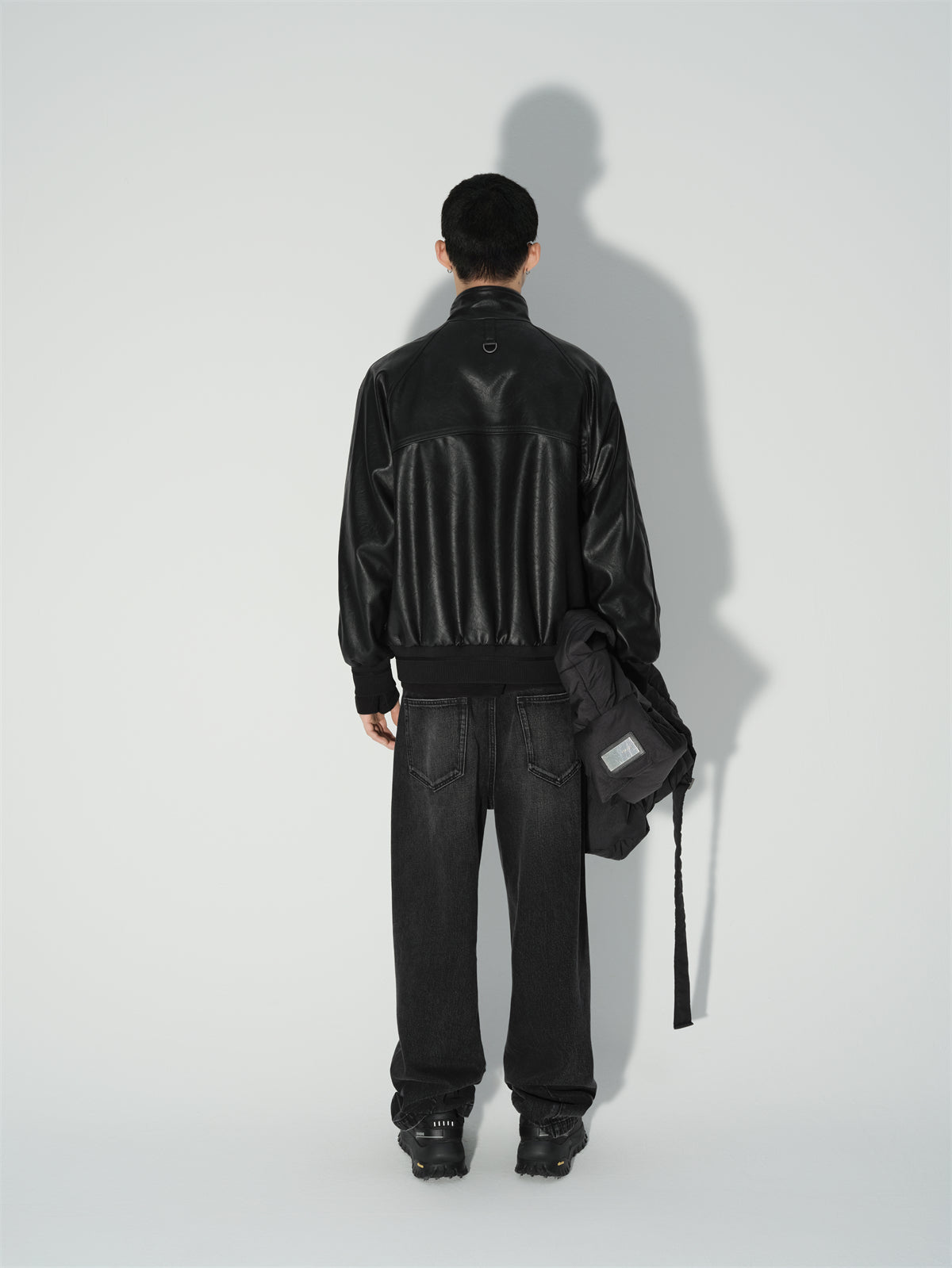 Men's Oversized Stand-Collar PU Jacket