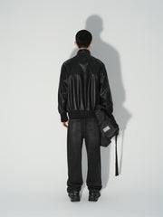 Men's Oversized Stand-Collar PU Jacket