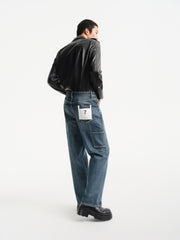 Men's Distressed Tapered Jeans with Pocket Detail