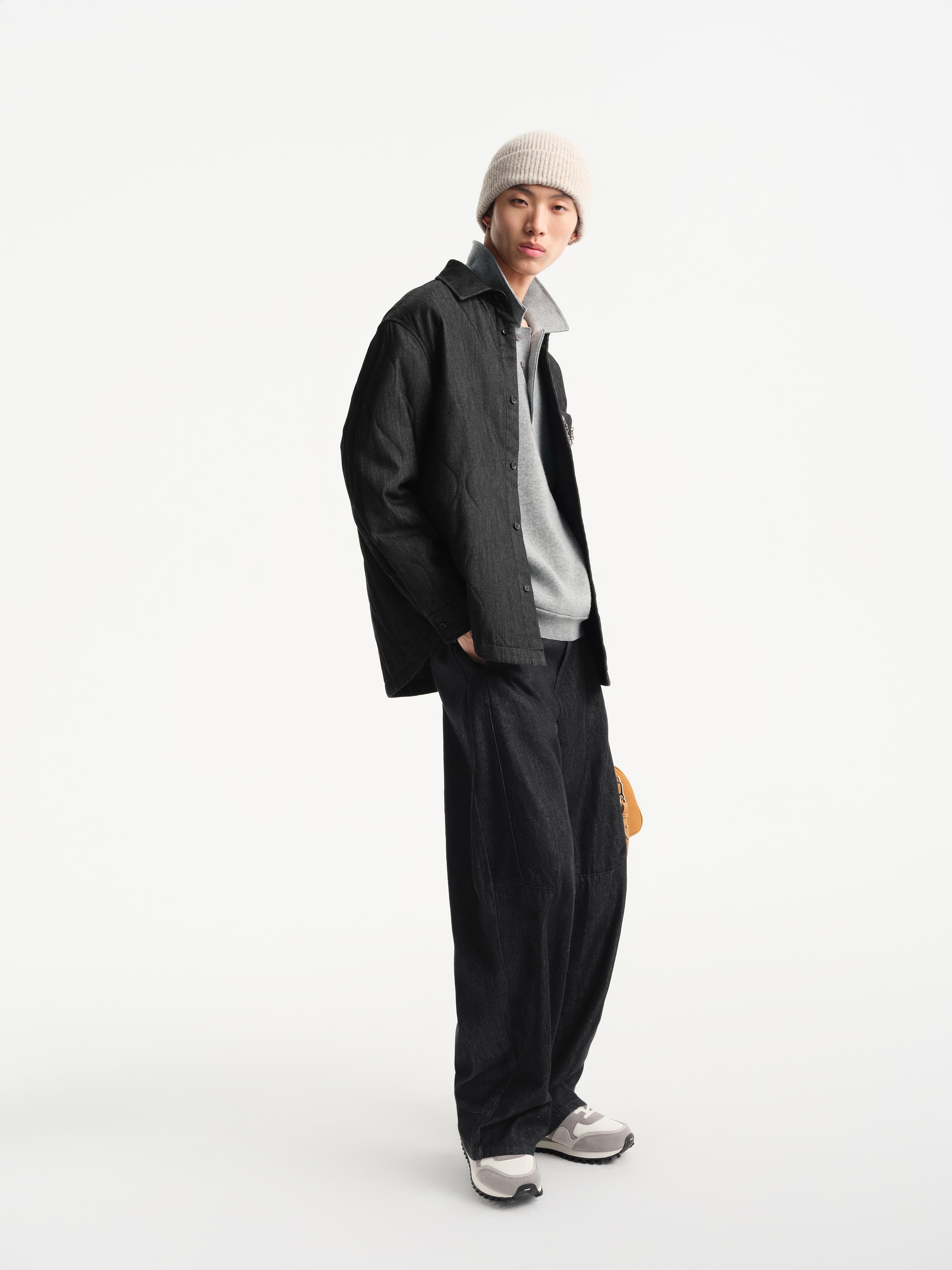 Men's Raw Indigo Washed Wide-Leg Jeans