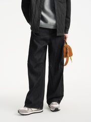Men's Raw Indigo Washed Wide-Leg Jeans