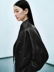 Women's Lambskin Stand-Collar Moto Jacket