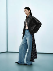 Women's High-Waist Oversized Curved-Leg Jeans