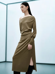 Women's Off-Shoulder Long-Sleeve Knit Dress