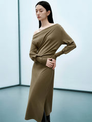 Women's Off-Shoulder Long-Sleeve Knit Dress