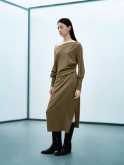 Women's Off-Shoulder Long-Sleeve Knit Dress