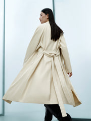 Women's Oversized Trench-Style Jacket with Belt