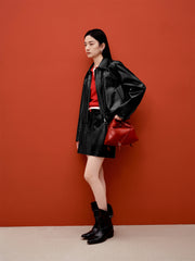 Women's PU A-Line Mini Skirt