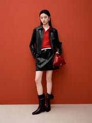 Women's PU A-Line Mini Skirt