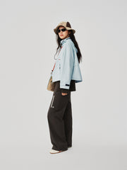 Women's Wide-Leg Casual Pants with Patch Detail