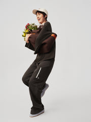 Women's Wide-Leg Casual Pants with Patch Detail