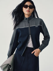 Women's Contrast Dual-Zip Knit Cardigan
