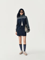 Women's Contrast Dual-Zip Knit Cardigan