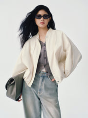 Women's Oversized Embroidered Bubble Baseball Jacket