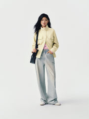 Women's Vintage Distressed Oversized Curved-Leg Pants