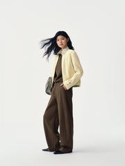 Women's Wide-Leg Curved Pants with Belt