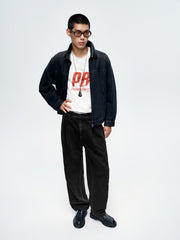 Men's Gradient-Washed Denim Jacket with PU Collar