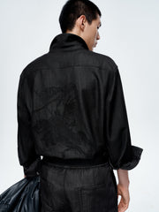 Men's Mercerized Denim Shirt with Back Embroidery