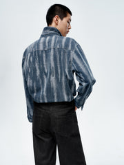 Men's Irregular Gradient-Print Denim Shirt
