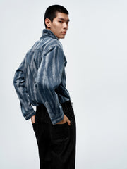 Men's Irregular Gradient-Print Denim Shirt