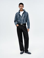 Men's Irregular Gradient-Print Denim Shirt